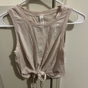 lululemon cream/white tie front top